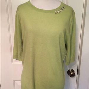 PAUW SWEATER CREWNECK GREEN BLING AMSTERDAM SHORT SLEEVE Size 4 L-XL